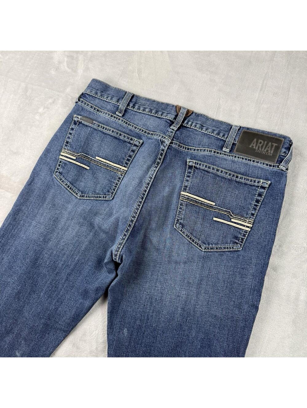 Ariat M8 Modern Slim Leg Jeans Mens 34x31 Blue Denim Western Cowboy Stretch Slim